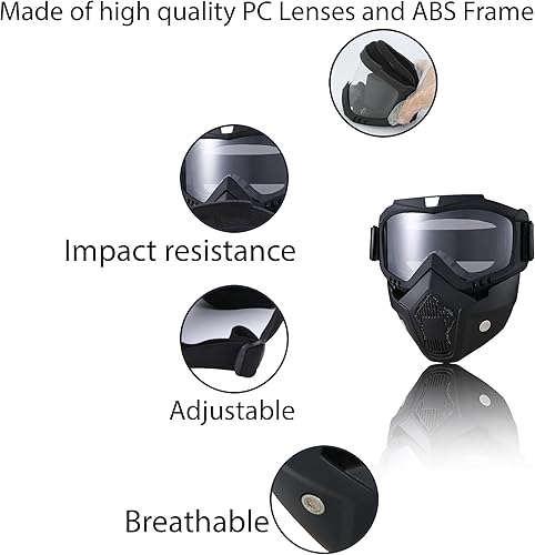 Miniatura 3 de CROSSBODY Casco de motocicleta para montar con máscara facial extraíble, estilo vintage de balas para motocross