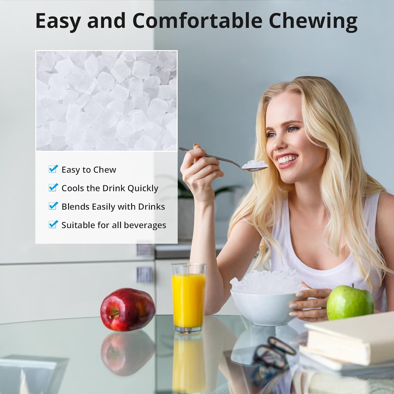 33lbs/24H Self-Cleaning Ice Maker Countertop – Sonic Pebble & Pellet Ice Machine for Home, Kitchen, Office | Includes Ice Scoop & Basket