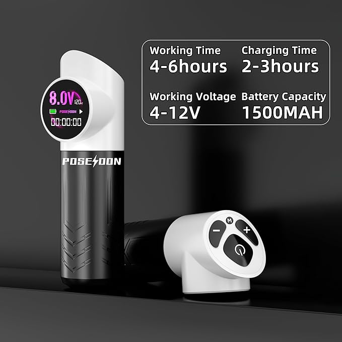 Kit Máquina Tatuar Rotativa Pen POSEIDON con Batería y Tinta miniatura 2