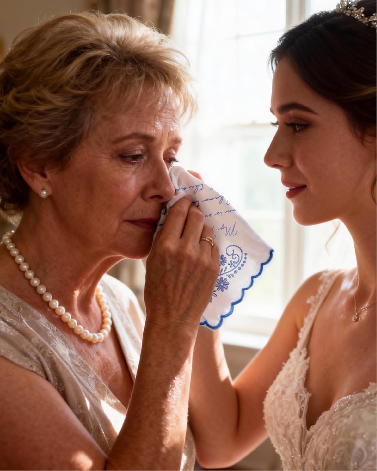 Wedding Embroidered Handkerchief, Father & Mother Of The Bride Gifts, Something Blue Wedding Gifts - Image 5
