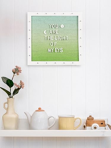 Miniatura 2 de Letrero de fieltro con luz degradada, tablero de mensajes LED intercambiable de 10 x 10 pulgadas, montado en la pared con soporte, 470 letras para