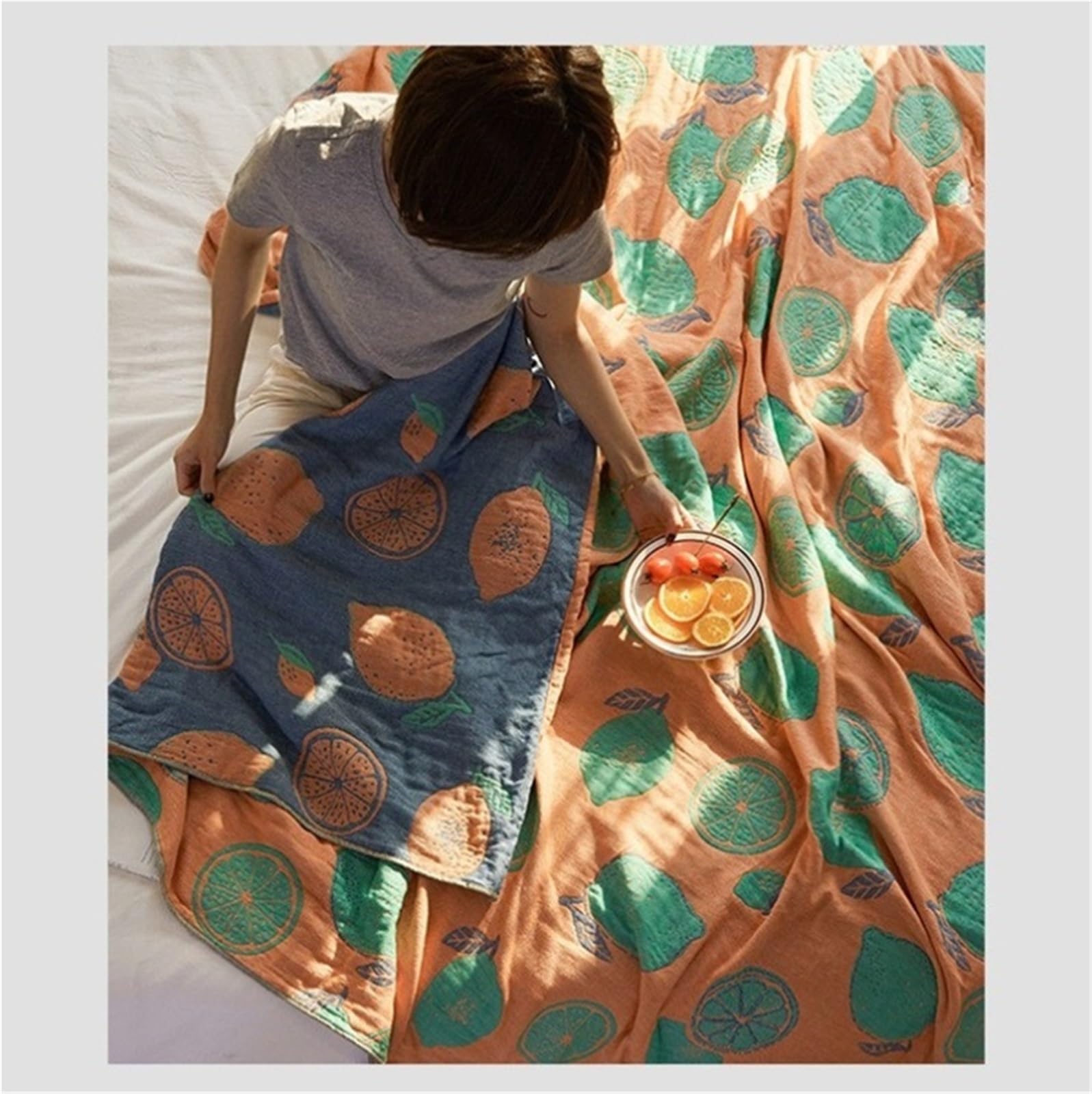 Coperta in mussola di cotone Copriletto in mussola di cotone in traspirante Tessili for la casa Bambini adulti Jccquard Divano letto Coperte Lenzuolo(Color8,150x200cm)