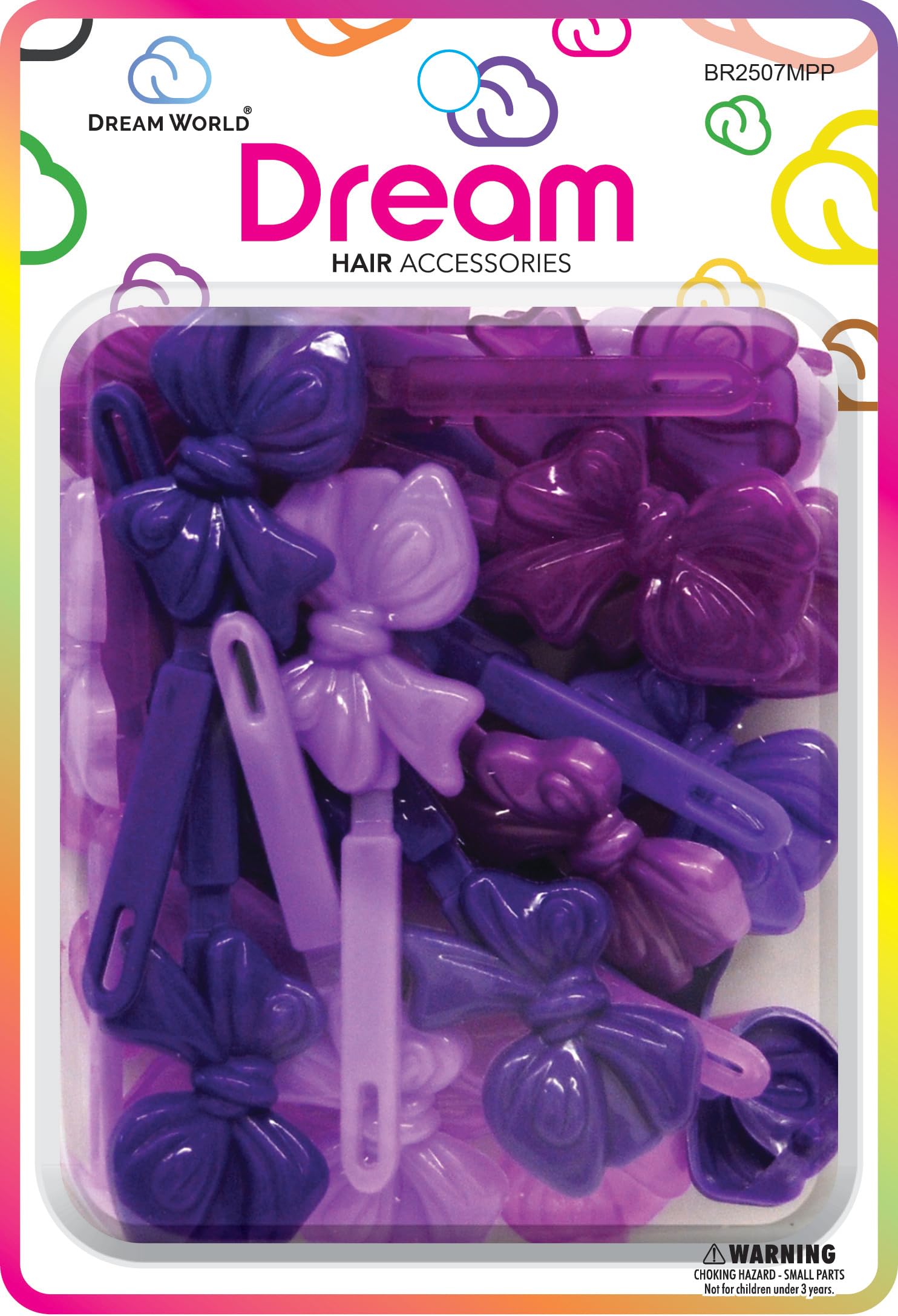 Dream World Self Hinge Barrette Soft Ribbon Purple Mix 28 Piece Pack BR2507MPP