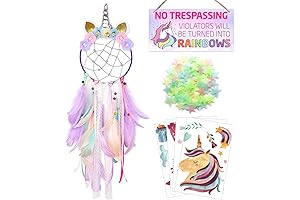 DreamCatcher with Glowing Stars Unicorn Bedroom Decor - Wall Decor for Girls