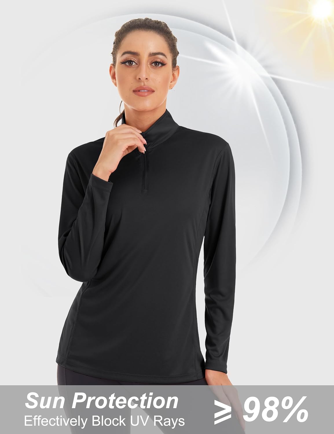 MAGCOMSEN Women's Shirts Long Sleeve 1/4 Zip UPF50+ UV Sun Protection Quick Dry Workout Hiking Athletic Shirts Rash Guard - Image 3