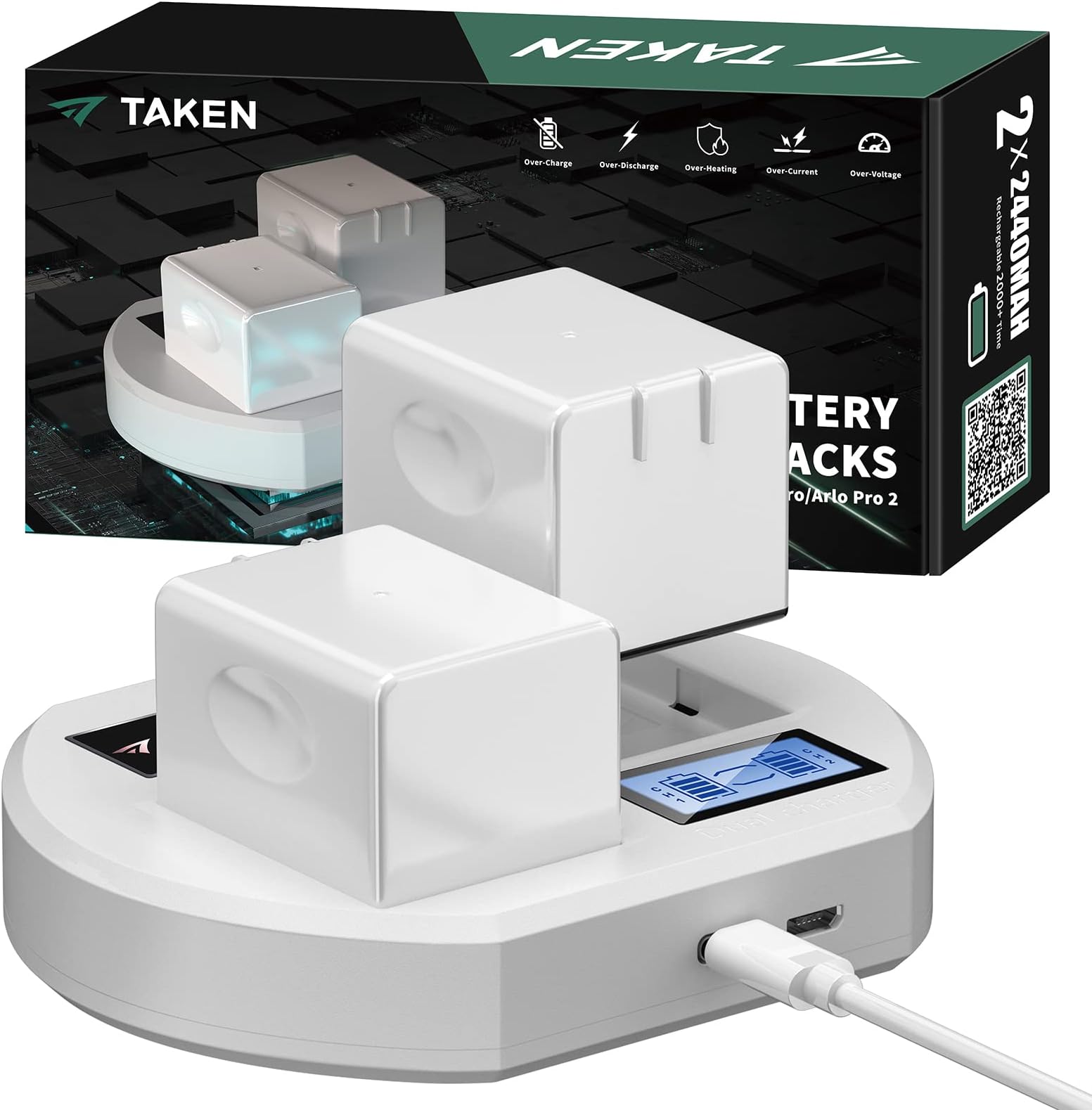 Hiweld 2Pack Rechargeable Batteries with Charger Station are Designed for Arlo