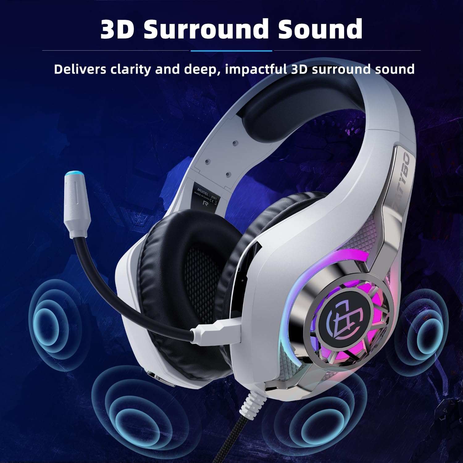 Casque de jeu pour PC, PS5, Switch, mobile, casque de jeu pour Nintendo avec micro antibruit, son stéréo basses profondes