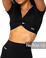 Vista 5 de Danysu Parte superior con nudo frontal para mujer, con relleno, manga corta, para entrenamiento, con nudos, para gimnasio