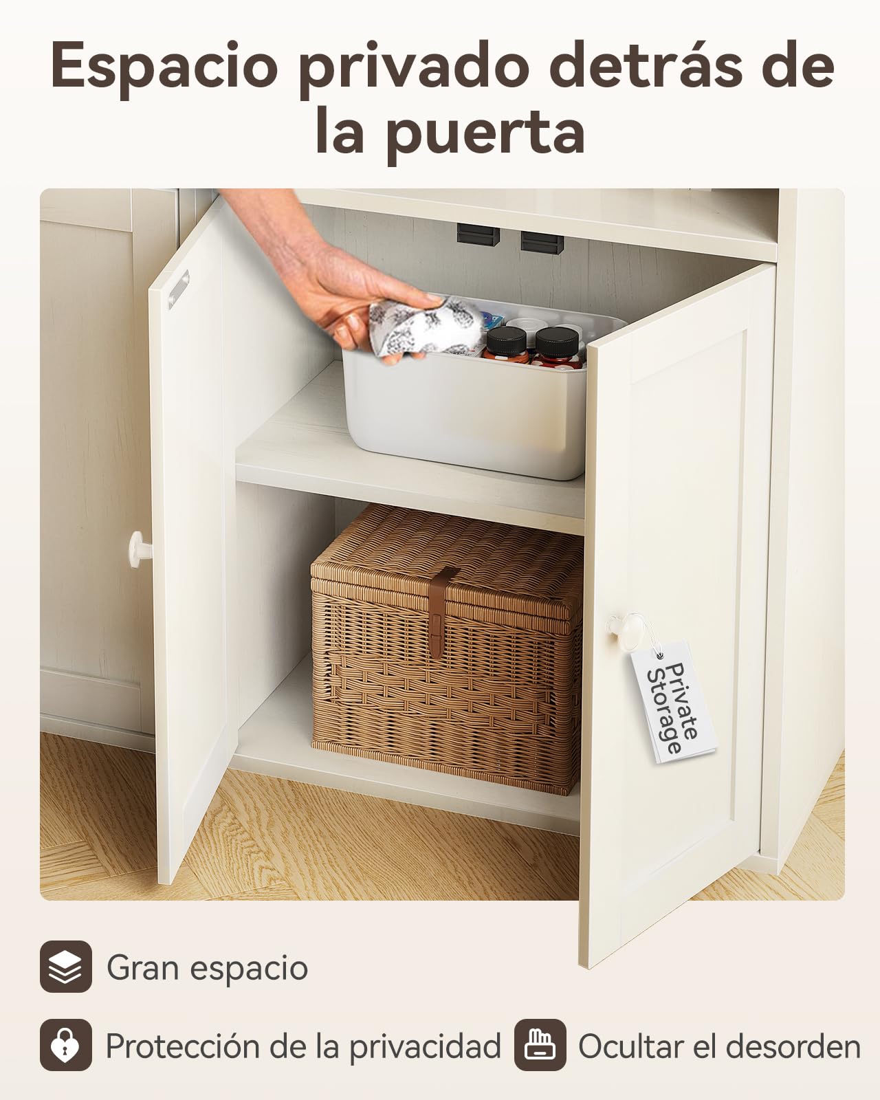 Coleshome Estantería Libros, Librería de 6 Niveles con Puertas y Armario, Estantería de Pie para Salón, Dormitorio, Oficina, Almacenamiento y Exhibición, Blanco, 48 x 24 x 176.4