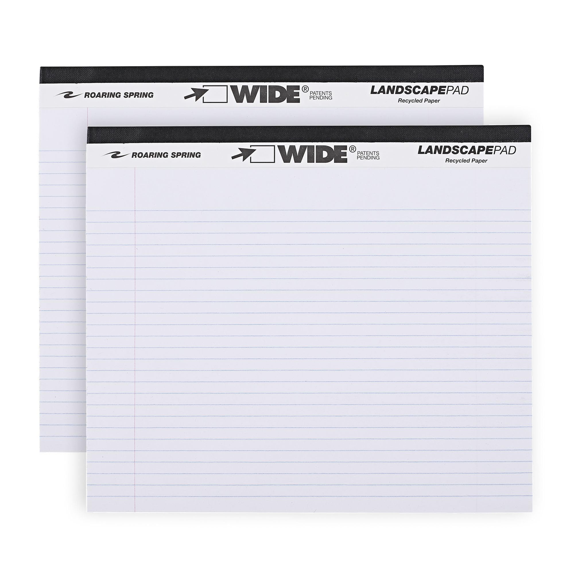 ROARING SPRING Wide Landscape Legal Pad White 2 Pads 11 x 9 5 College-Ruled with Margin 20 lb