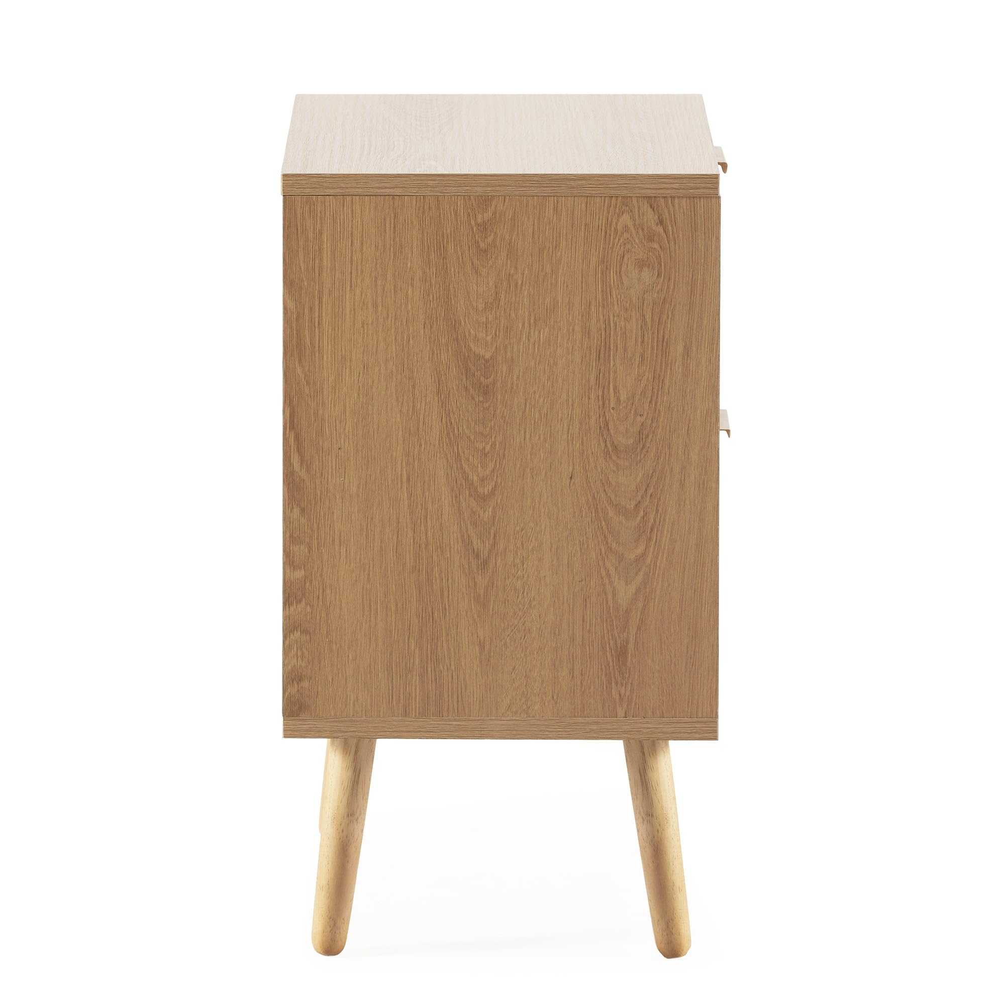 HOMN LIVING Mesita de Noche Lluvia 2 cajones Color Roble, 40 cm (Ancho) 30 cm (Profundo) 55 cm (Altura)