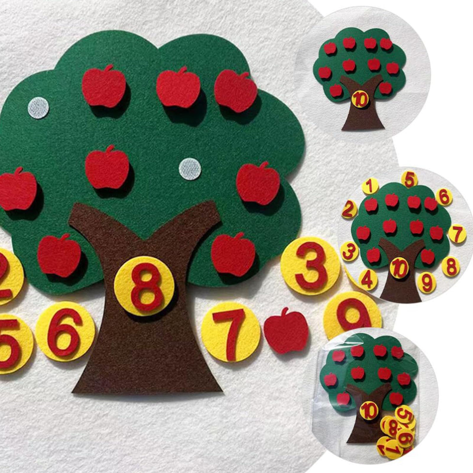 SUQ Tableau De Feutre éducatif – Arbre De Noël – 29 Pièces – Jeu Interactif Montessori – Dès 3 Ans
