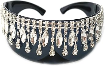 COTIA Oversized Goggles Sunglasses Women Luxury Fashion Tassel Crystal Diamond Sun Glasses Mask Punk Protection Glasses
