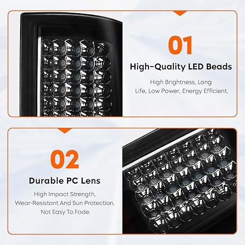 Miniatura 7 de Tresound Luz trasera LED para Dodge Ram 1500 1994-2001, Ram 2500 3500 1994-2002, montaje de luz trasera trasera cromada, lente ahumada