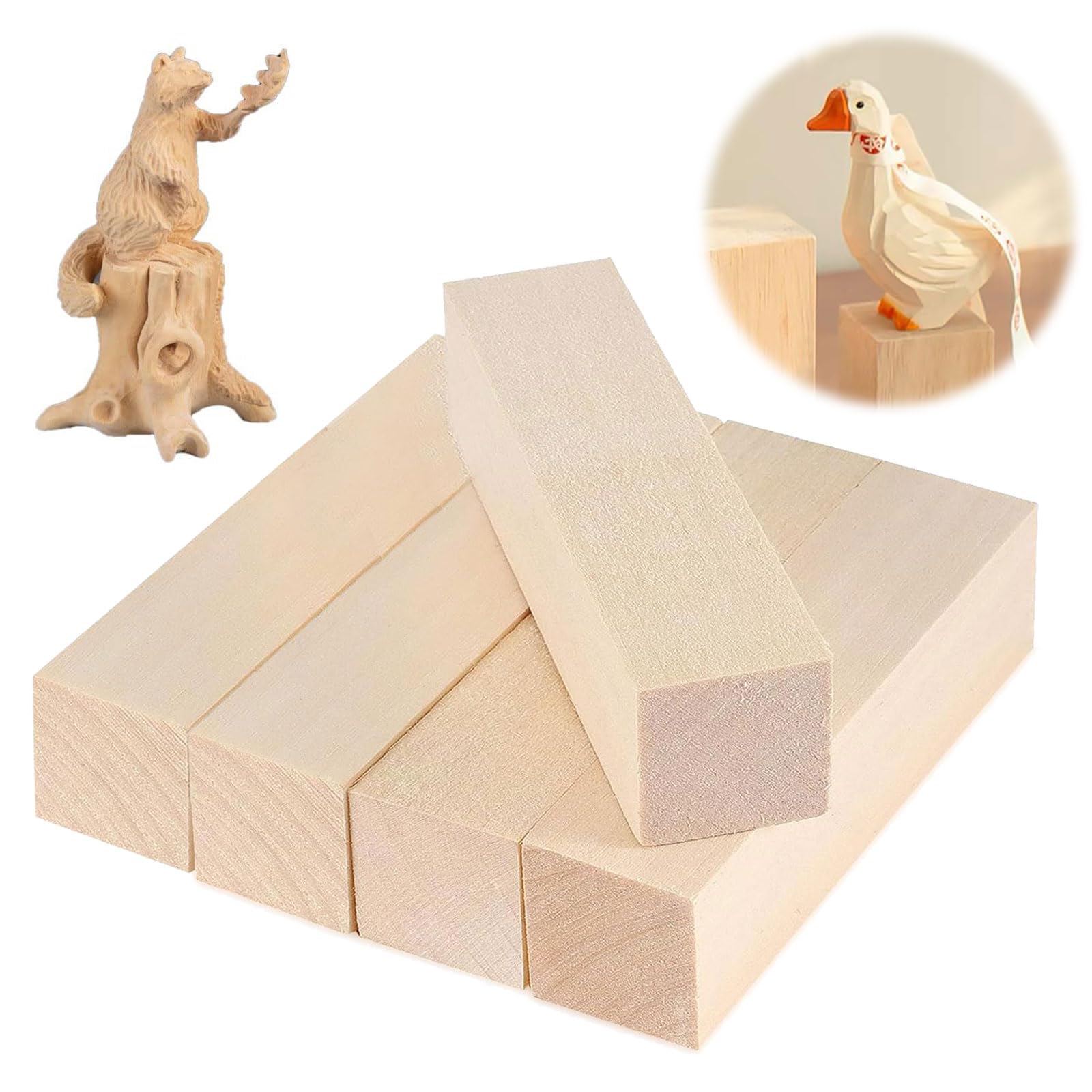 SYUTBOU 6 stuks 20 x 5 x 5 cm houtsnijhout, groot, lindehout om te