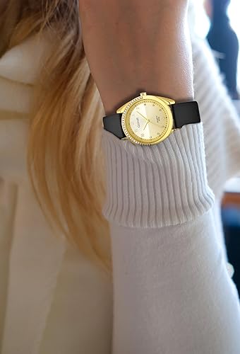 Miniatura 3 de Reloj de cuarzo con diamantes de imitación para mujer, correa de silicona, impermeable, a la moda, casual, deportivo, analógico, regalo para