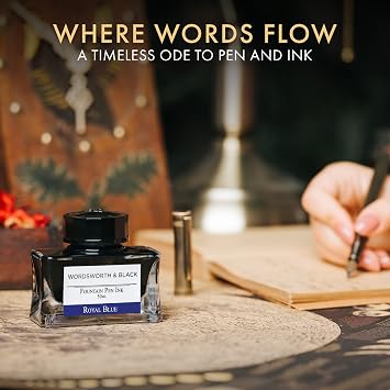 Wordsworth and Black Fountain Pen Ink Bottle (50 ml) Premium Luxury Edition, [Royal Blue] Fountain Pens Bottled Ink; Classic Designed Bottle Smooth Flow 50 ml