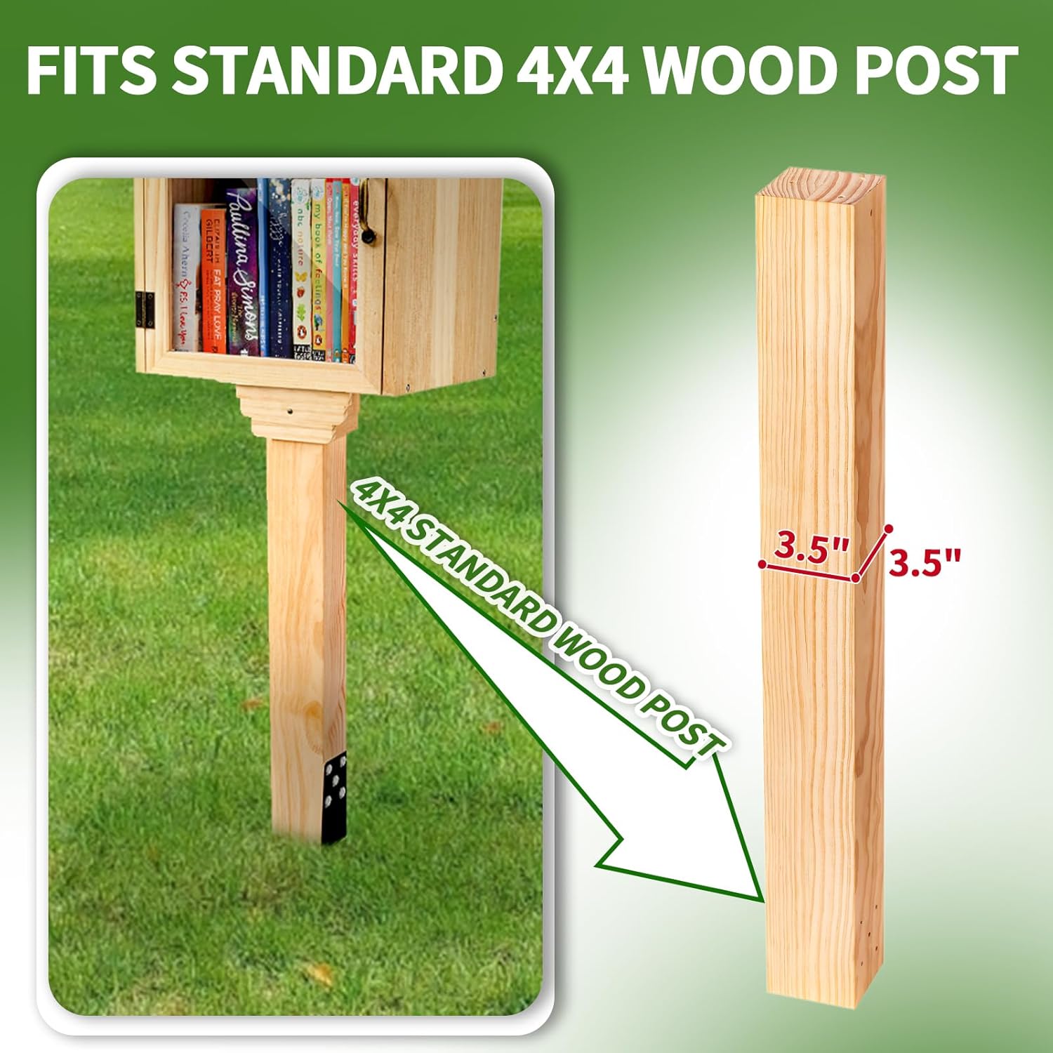 (Parts Only) Little Library Mount, 11x8x4 inches Little Library Box Bracket Holder with Pre-Drilled Holes & Grooved Top & Screws, Fits 4x4 Post, Easy Installation for Neighborhood School Community Book Sharing Box Roman Column -Little Library Mount