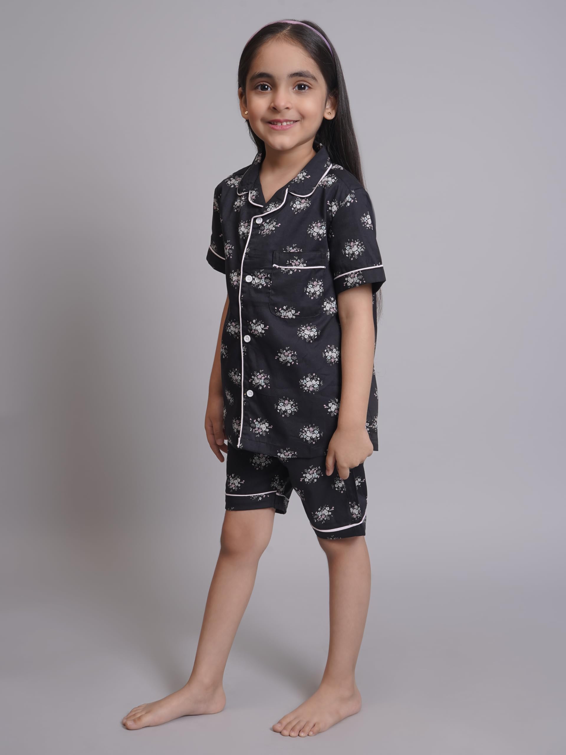 Biglilpeople Girls Cotton Night Suit|Half Sleeves Nightwear|Kids Sleepwear|Printed Night Dress for Toddler|Comfortable Sleep Set for Summer - Image 3 thumbnail