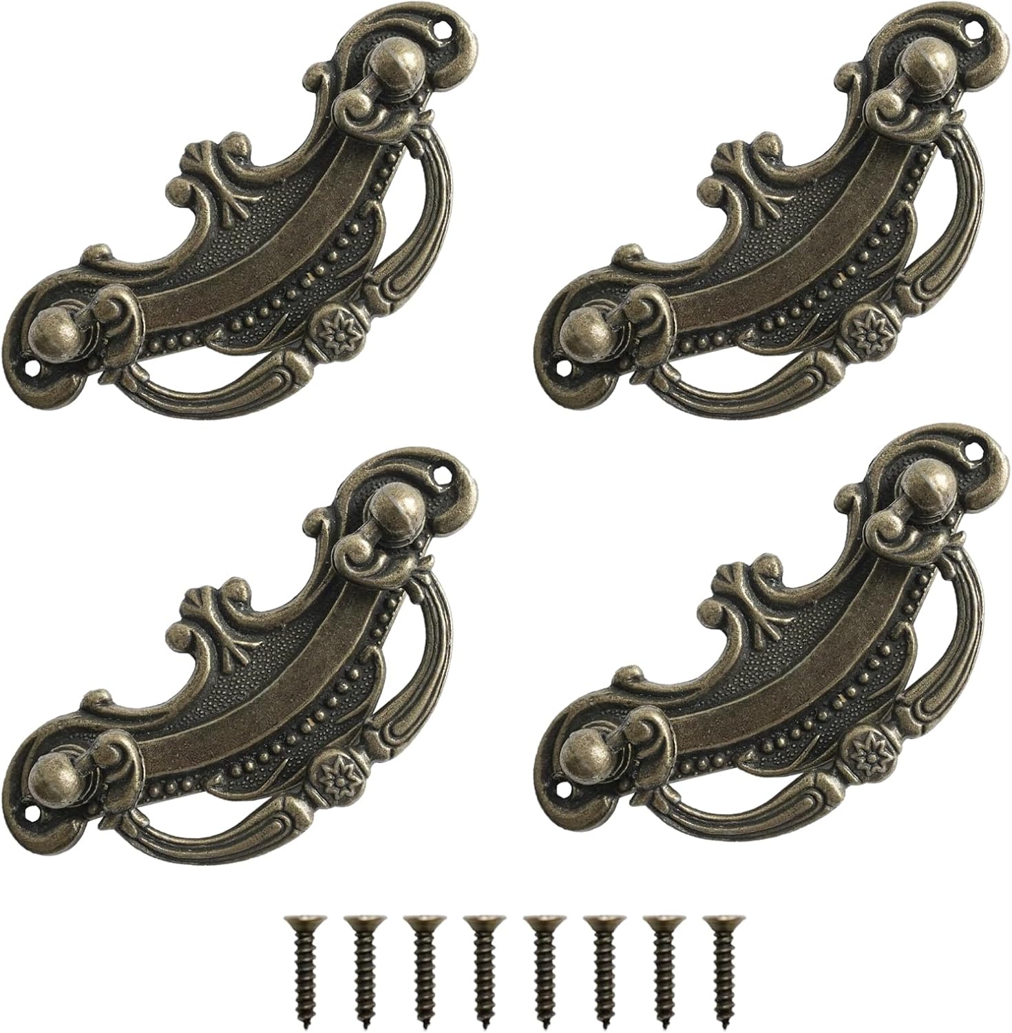 Antique Brass Bail Pull 4 Pcs Easy to Install Zinc Alloy Drawer Handle Used for Wooden Cabinets Wardrobes and Drawers Scratch Resistant and Practical