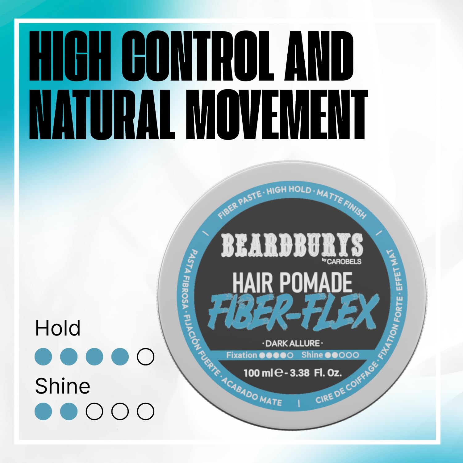 Beardburys Fiber, Men’s Hair Pomade Wax, Paste For Medium Flexible Hold, Shapes, Matt Finish for Short Hair, Styles, Adds Texture & Density, Leaves No Residue, Easy To Wash Out, 100ml / 3.38 Fl oz