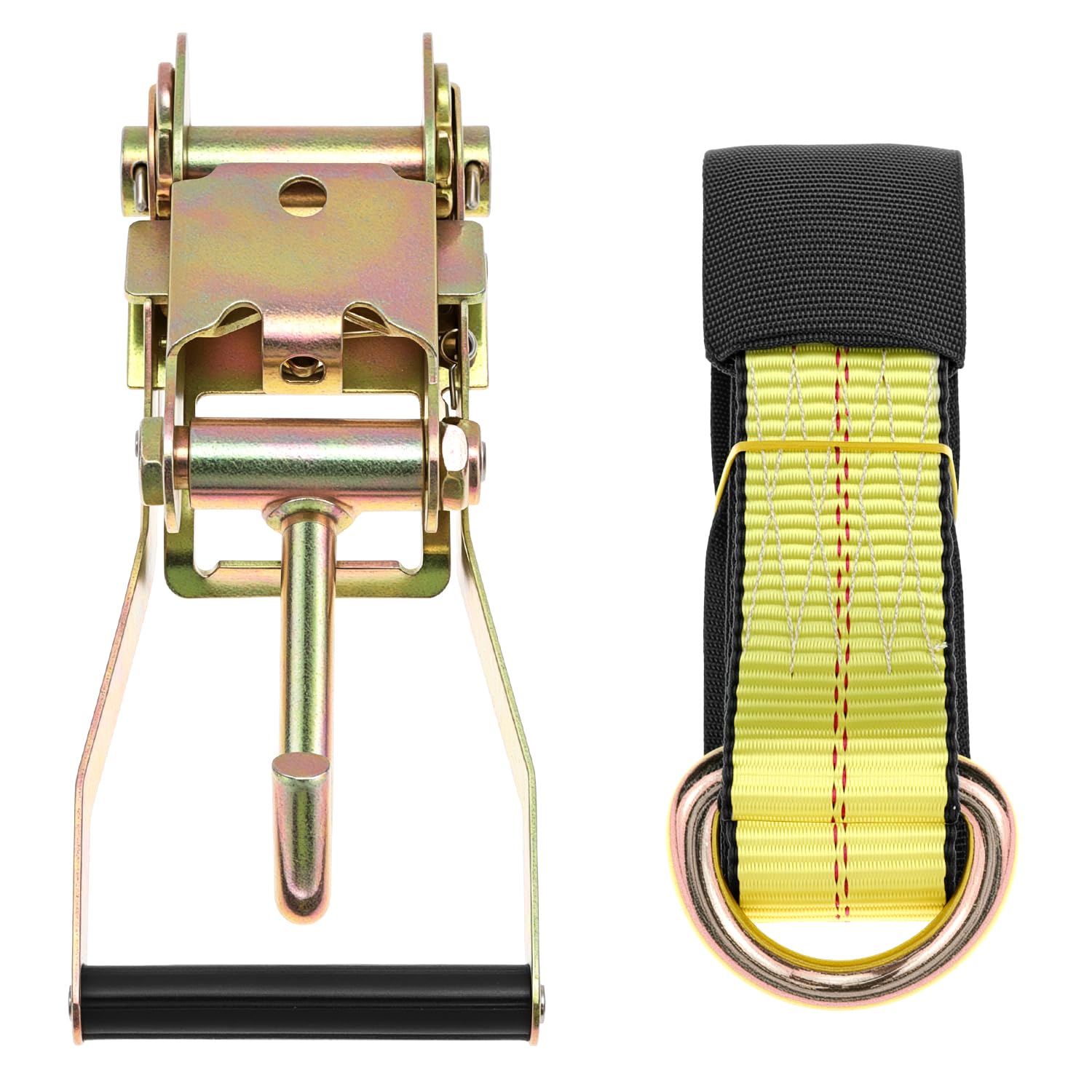 QWORK Cinghie di fissaggio per rimorchi per auto, confezione da 4, 5,1 x 243,8 cm, resistenza alla rottura di 4,5 kg, con ancoraggi a catena, in poliestere resistente ai raggi UV, per proteggere auto
