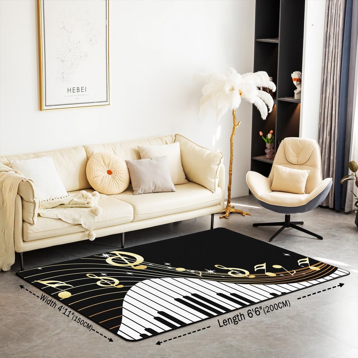 jejeloiu Piano Area Rug 5x7 Music Theme Living Room Rugs for Bedroom Soft Kids Luxury Piano Musical Decorative Carpet Inside Entryway Accent Rug Floor