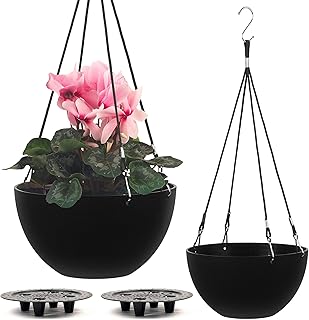 Hanging Plant Pot - Self Watering Hanging Planter (10" Inch Set of 2) | Hanging Pots | Hanging Planter Outdoor and Hanging...