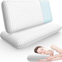 CushyOasis Memory Foam Pillows for Side, Back and Stomach Sleepers, Set of 2, Bed Pillow with Washable Cover and Breathable Mesh, Bed Pillow for Sleeping Light Grey,King Size