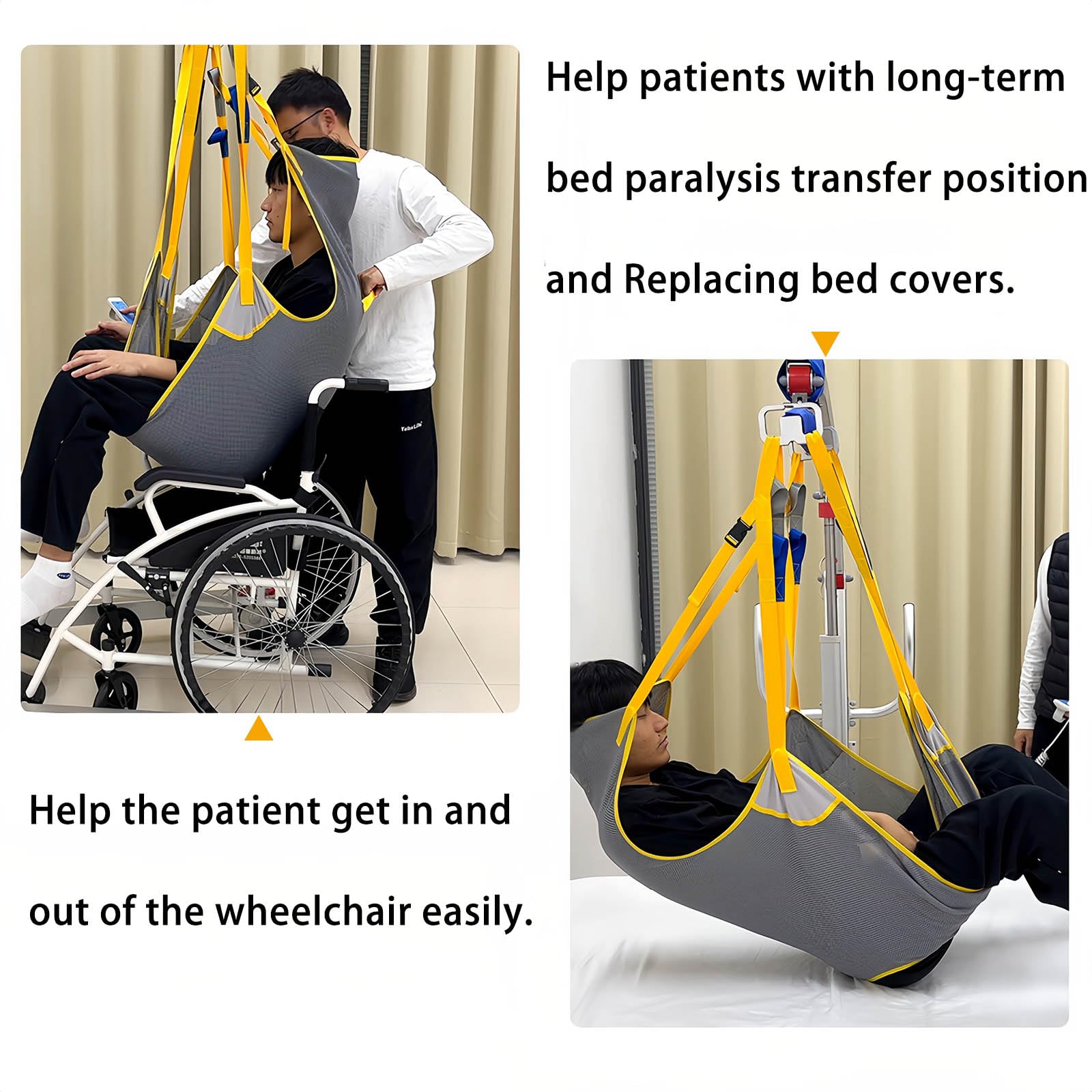 CinturóN De Asistencia para ElevacióN para GrúAs De Transferencia De Pacientes con Soporte para Espalda Y Piernas, Correa De Malla Universal para Inodoro