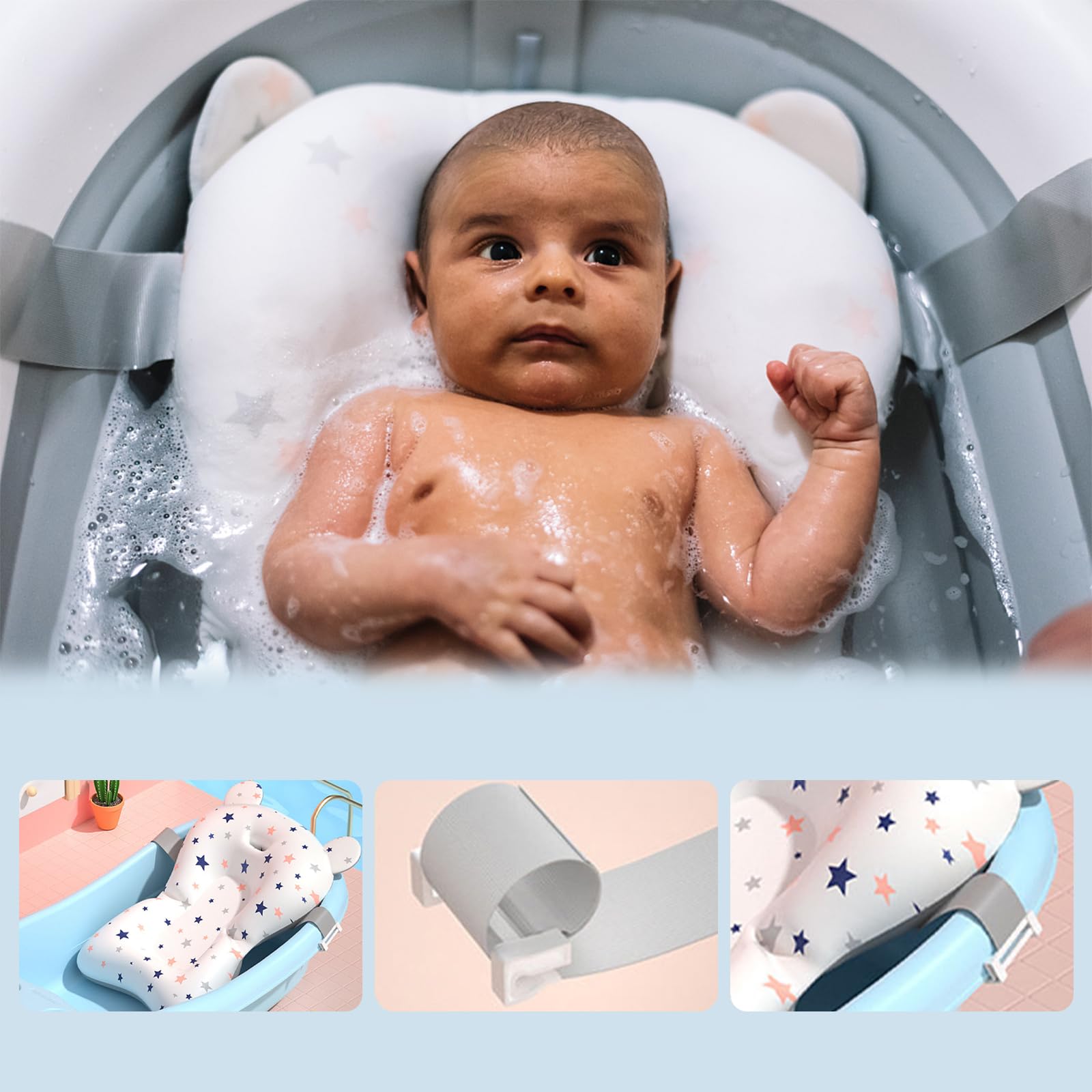 Newborn Tub Fafeicy Baby Bath Seat Support Non Slip Mesh Cushion