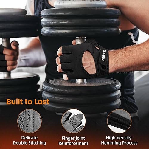 Miniatura 4 de ATERCEL Guantes de levantamiento de pesas, protección completa de la palma de la mano, guantes de entrenamiento para gimnasio, ciclismo, ejercicio,
