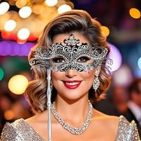 Vista 93 de IETANG - Antifaces venecianos para parejas, baile de máscaras, accesorios de disfraz o fiesta, 1 par Negro