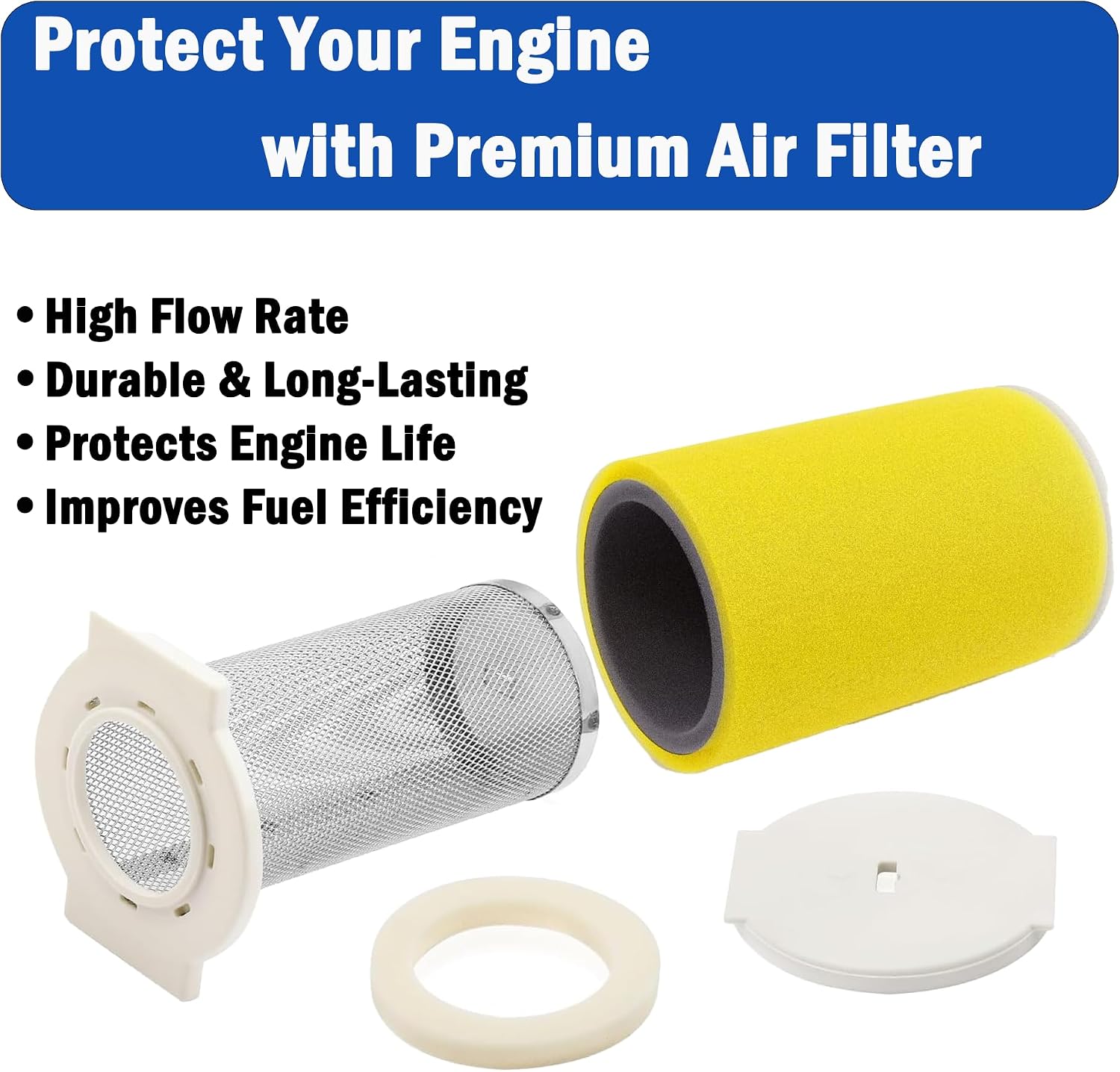 Air Filter Guide End Cap Kit Compatible for Yamaha Big Bear 350 YFM350 Moto 4 225 250 350 Timberwolf 4X4 250 YMF225 YFB250 Kodiak 400 YFM400FW Replaces 1YW-14458-01-00,1YW-14451-00-00