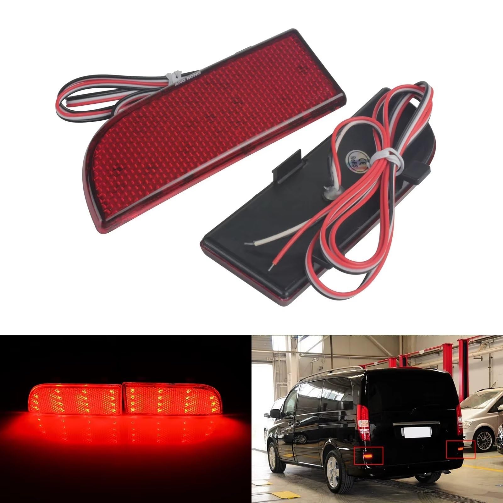 Per Benz W639 per Vito per Viano 2003-14 1 coppia Riflettore posteriore Reflector LED STOP Brake Light Riflettore Paraurti Posteriore