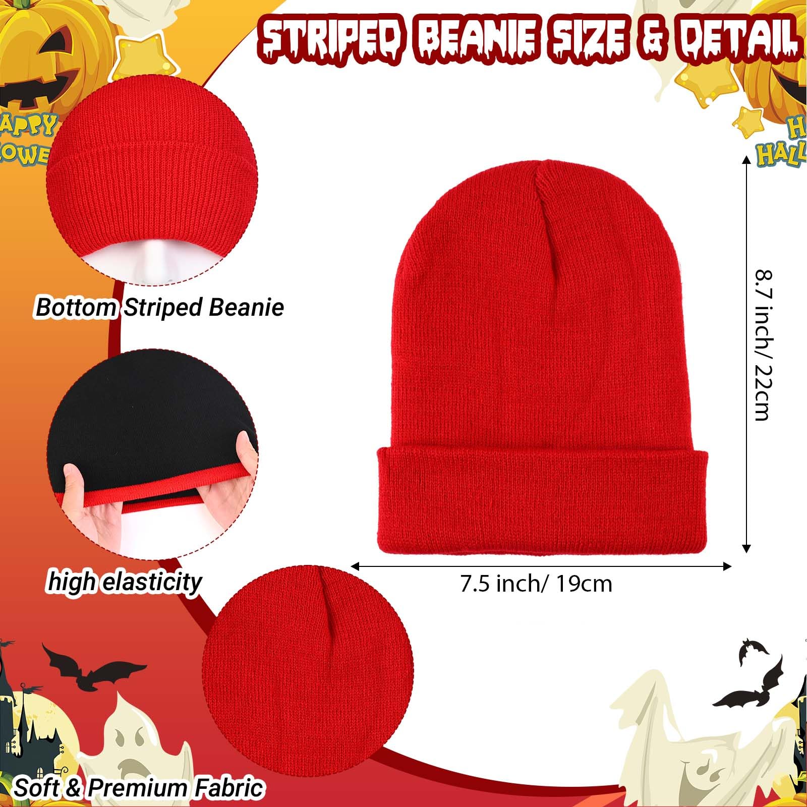 Kavoc Halloween Costume Set Include Glasses, Red Bandana, Scruffy Mustache,Beanie,Suspender and Mustache for Men Women Party Dress Up - Image 2
