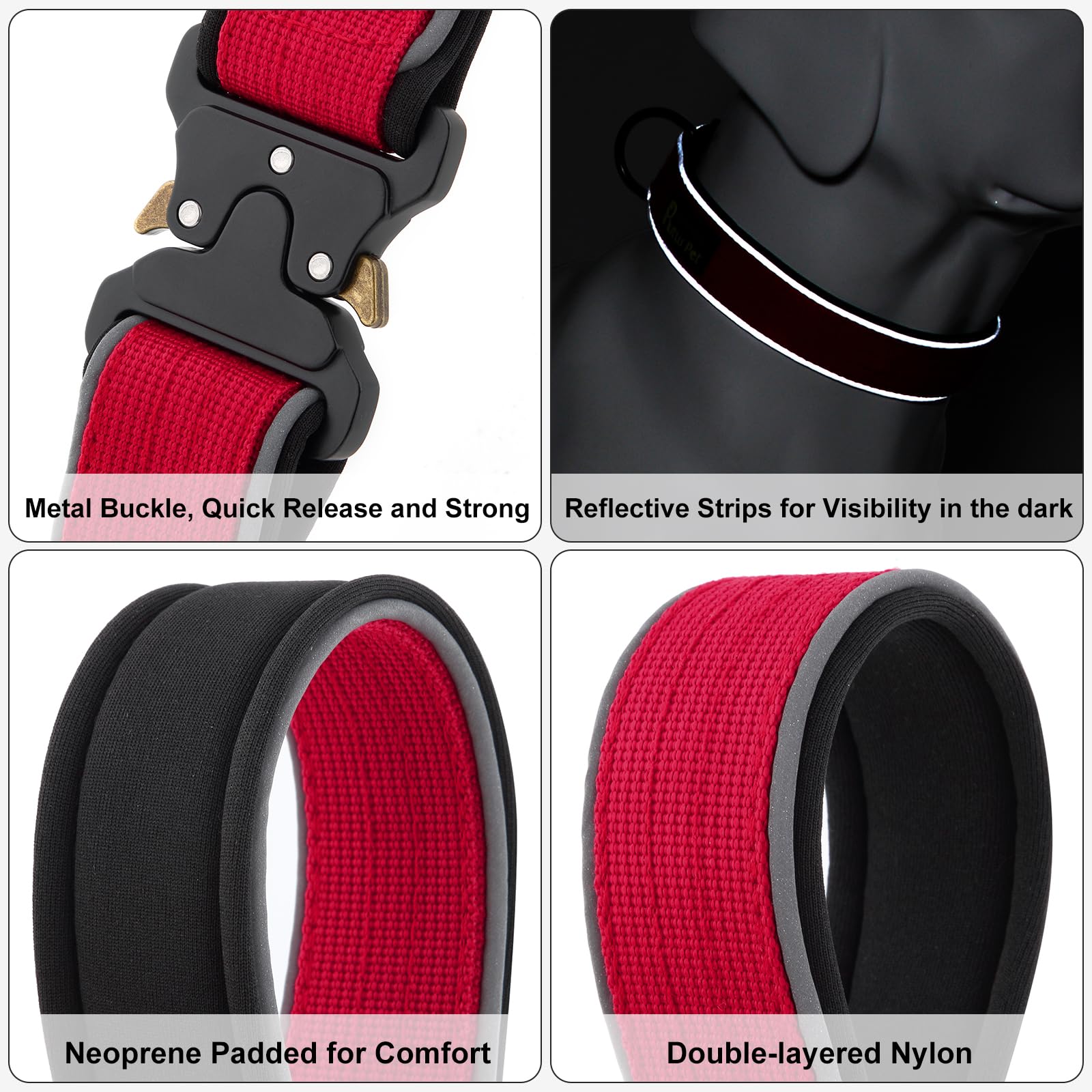 Plutus Pet Tactical Dog Collar, Reflective, Adjustable Heavy Duty Dog Collar, Soft Padded and Comfortable - Image 4