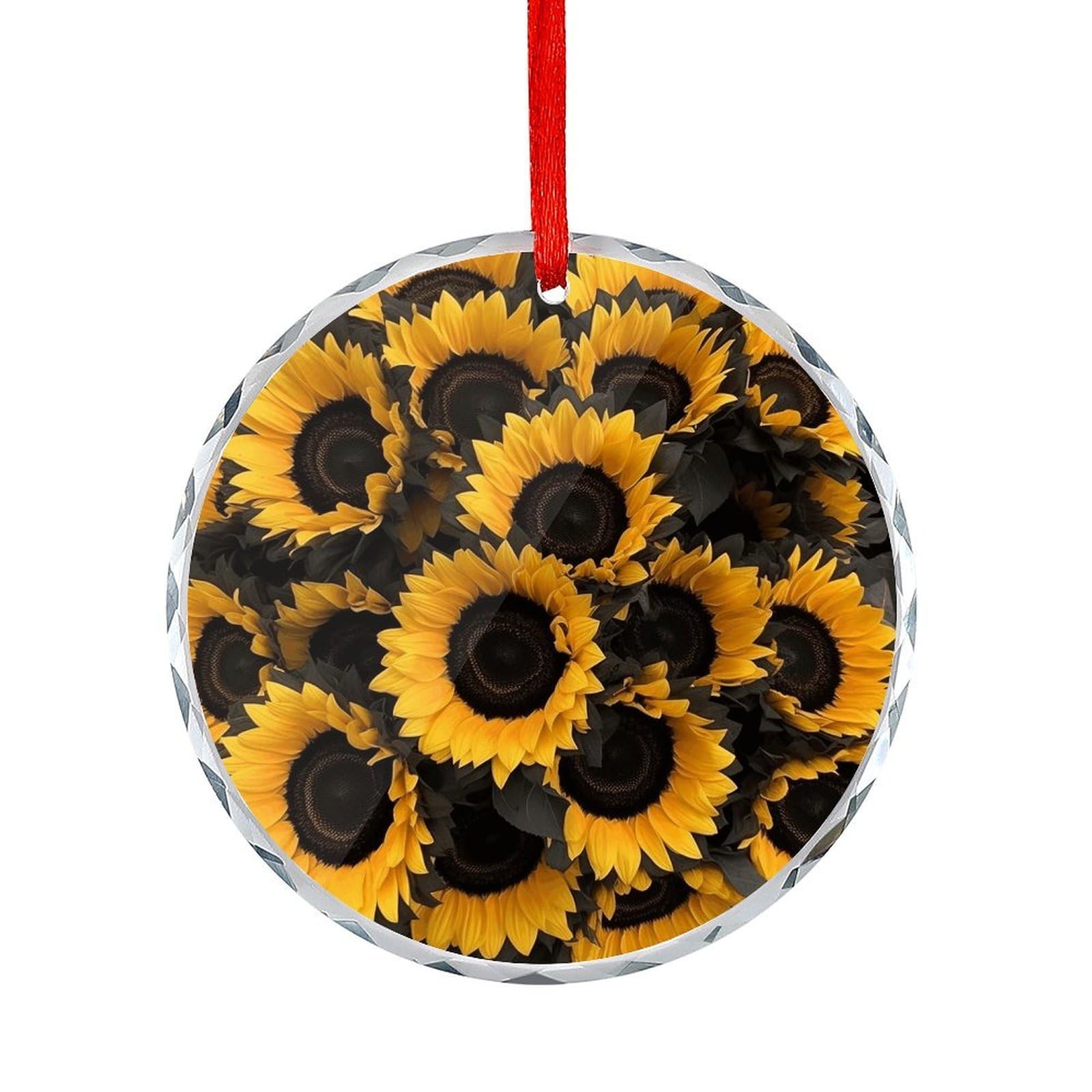 Btcowzrv Style A Bouquet Of Black Sunflowers Round Ornament Hanging Pendant Decor
