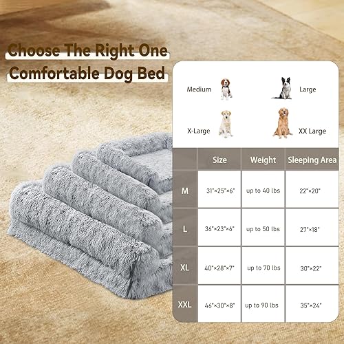 Miniatura 5 de Cama ortopédica para perros grandes y medianos, sofá cama para perros con almohada, camas de espuma de espuma de alta densidad, sofá de felpa