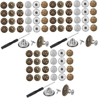 108 Peças Botões Jeans Botões De Roupas Pinos Jeans Botões De Pressão Para Roupas Botões De Calça Jeans Botões De Metal Instantâneos Botões De Estofamento Botões Jeans Kit De