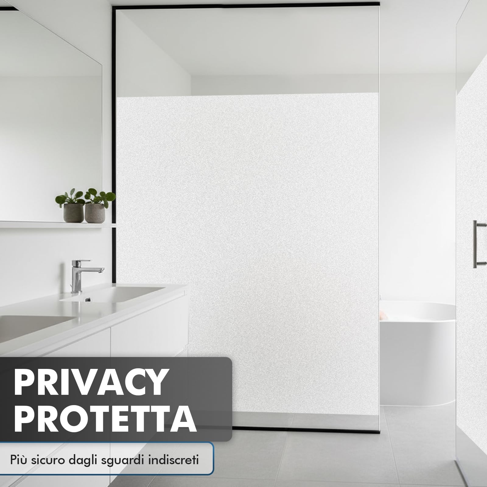 Shinfly Pellicola Vetro Finestra Privacy 60 x 200 cm, Pellicola Finestra Opaca Statica Senza Colla, Bianco Opaco, Pellicola Decorativa Vetro Rimovibile Anti UV per Bagno, Cucina, Ufficio