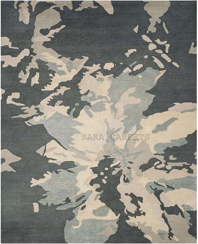 Image of Modern Abstract Hand Tufted Wool Floor Carpet for Home decore Living Room|Home and Bedroom & Hall 6x8 feet (180 x 240cm) d Grey H37