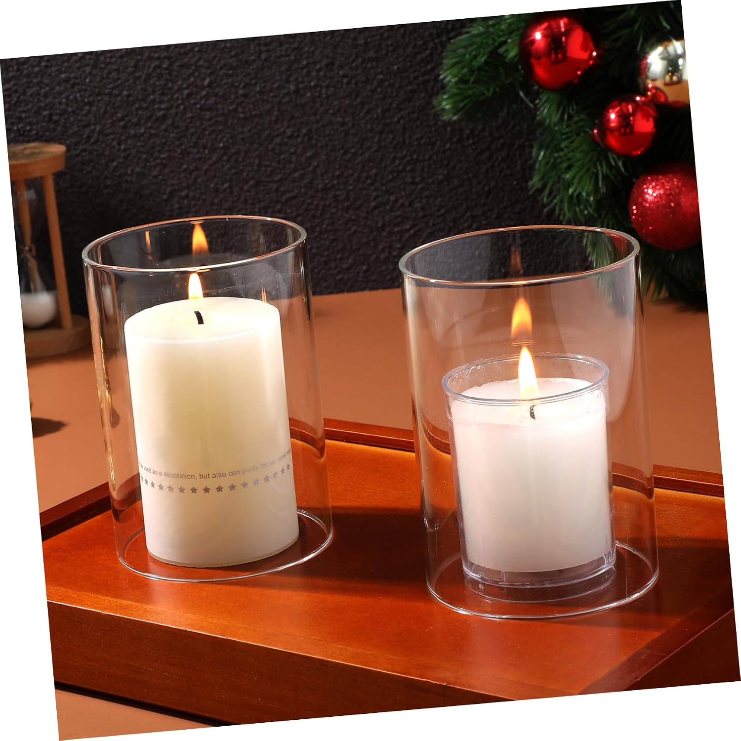 2pcs Glass Hurricane Candleholder for Centerpieces Fluted Glass Tube Decorative Home Shades