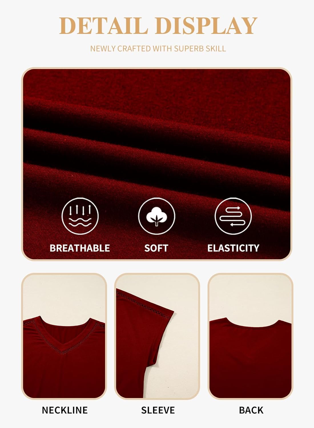 Eytino Womens Plus Size Tops V Neck Short Sleeve Casual Loose Blouses Hollow Out Summer Shirts(1X-5X) - Image 5