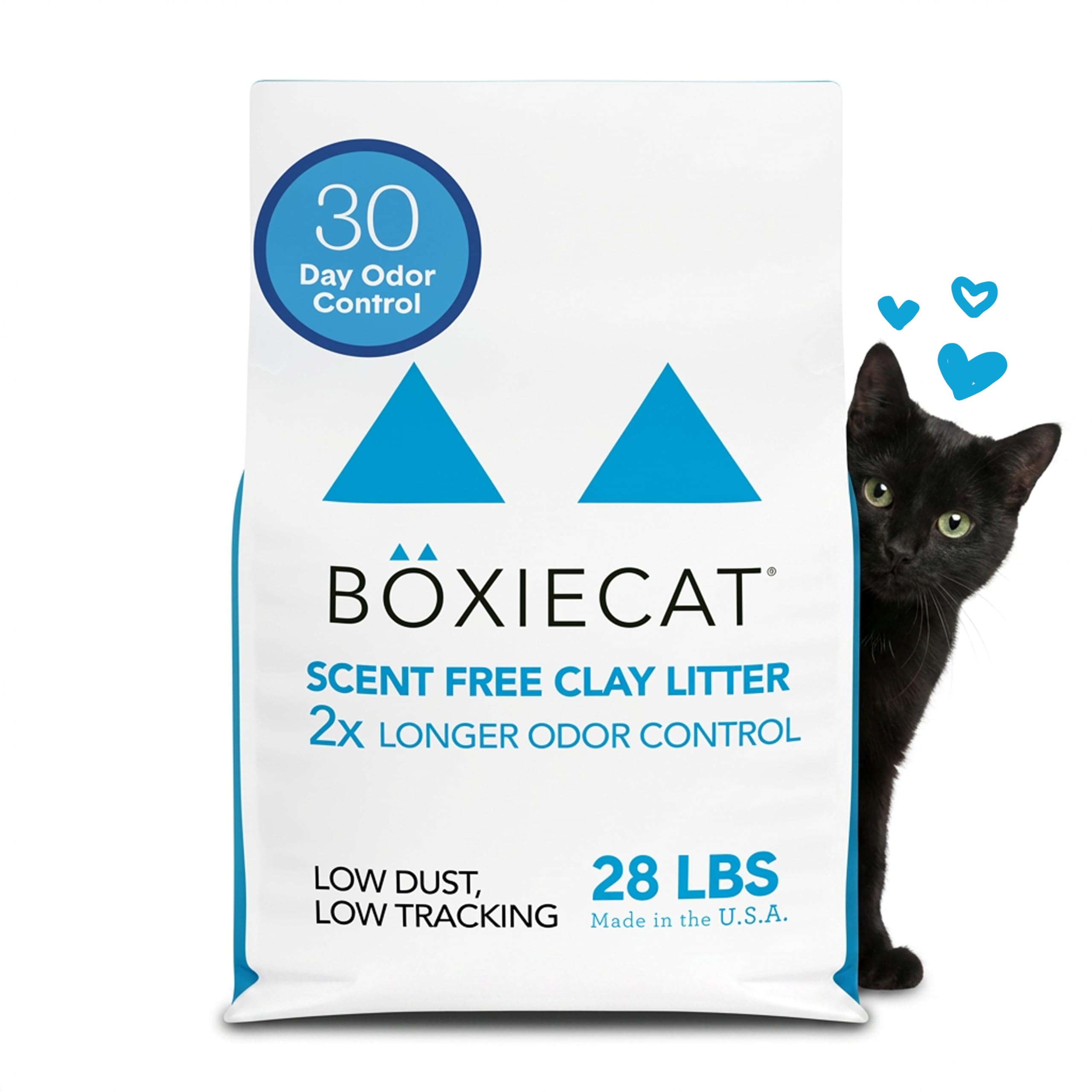 Boxiecat Boxie® Unscented 30 Day Natural Odor Control Cat Litter, 28lb Clumping Clay Kitty Litter
