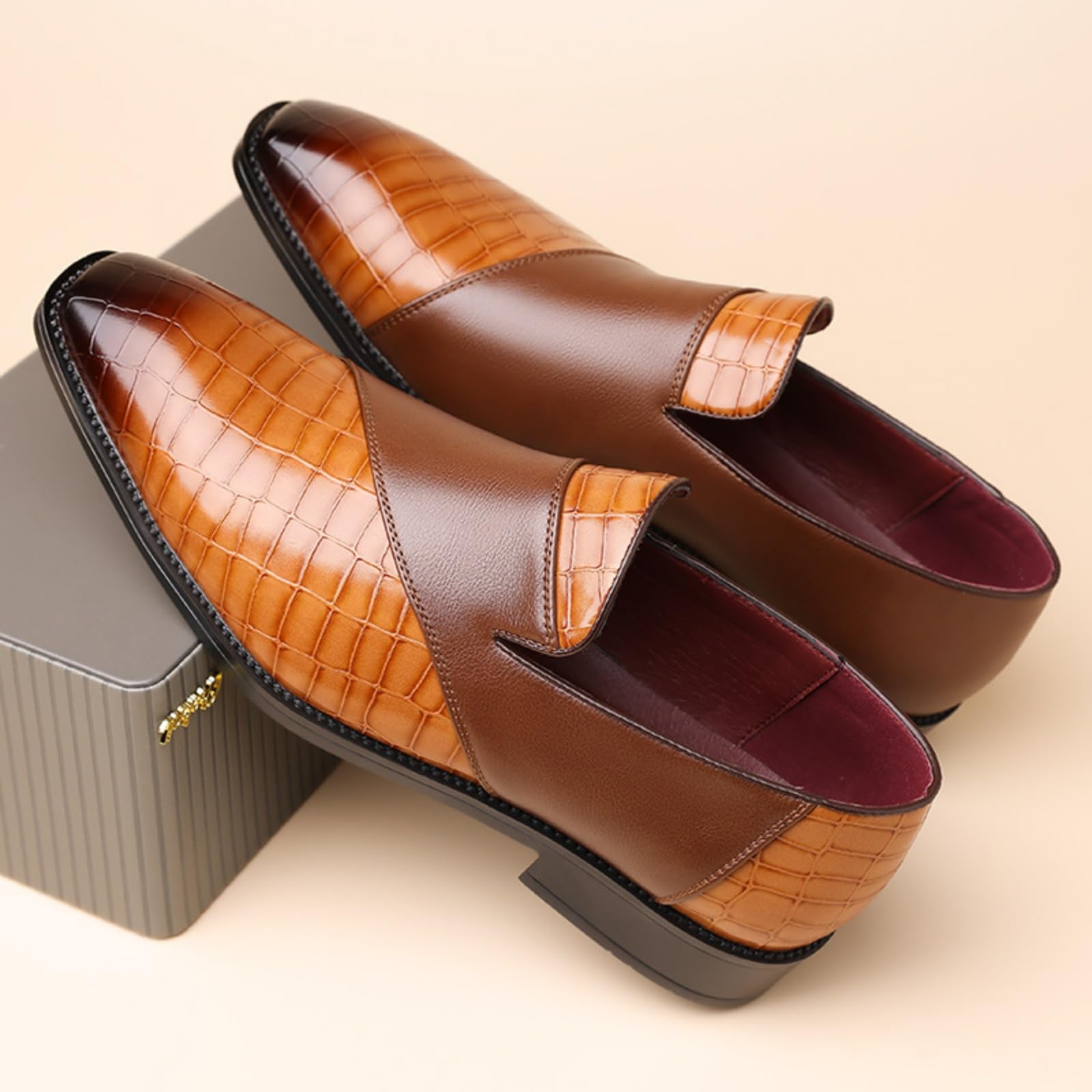 Hixingo Zapatos de Vestir Hombre Piel