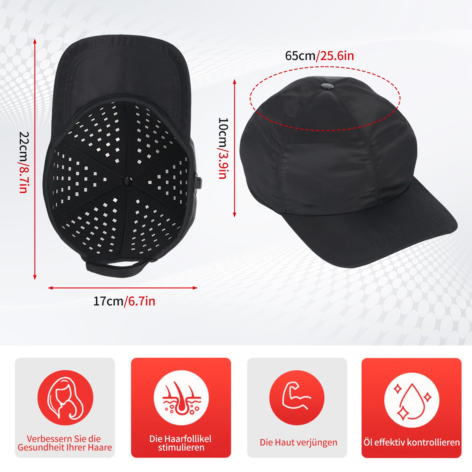 180 LEDs Red Light Kappe für Haarwachstum und Gegen Haarausfall, 660/850/940nm Wavelength, Haarwachstum Cap Einstellbare 5 Helligkeitsstufen für den Heimgebrauch