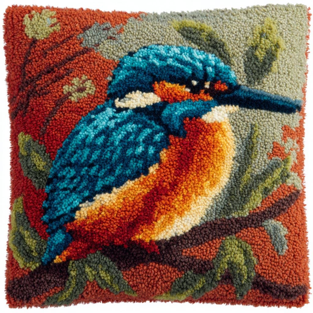 WallustrioaW Latch Hook Pillowcase Embroidery Kit,Animals Birds