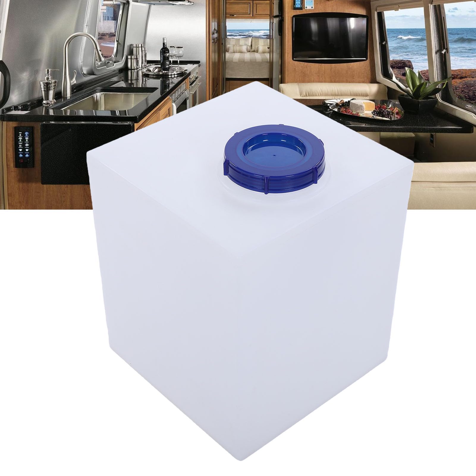 Asixxsix 8 Gallonen RV-Frischwassertank, 11,81 X 11,81 X 13,19 Zoll, Hitzebeständiger PE-Trinkwasserspeicher Zum Trinken, Kochen, Reinigen, Duschen, für Wohnmobile, Anhänger, Wohnmobile,