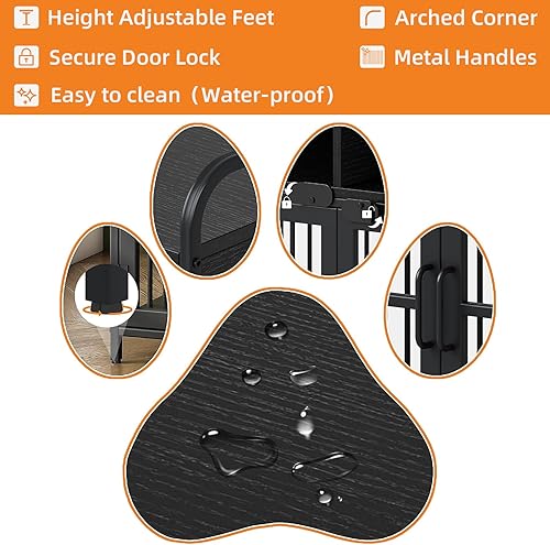 Miniatura 3 de Jaula Grande para Perros de Mueble, Perrera para Perros de Interior, Mesa de Jaula para Perros de Madera con Cajones de Almacenamiento, Jaula para
